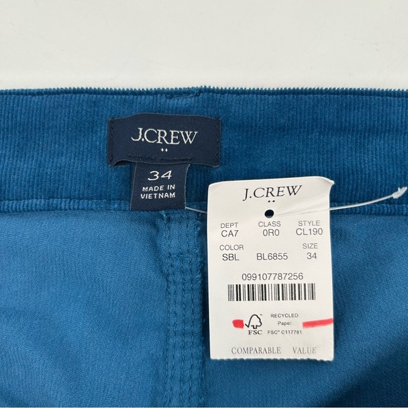 NWT J. Crew Factory Corduroy High-Rise Wide-Leg Cropped Pant in Seaport Blue 34 - Picture 10 of 11